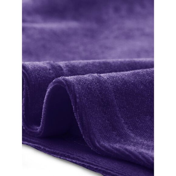 Velvet Long Sleeve Off Shoulder Solid Crop Top Dark Purple - Picture 5 of 6